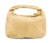 A Bottega Gold Shimmer Intrecciato Medium Hobo Bag, 16" x 10" x 1"; Strap Drop: 6".
