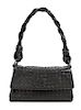 A Bottega Veneta Black Intrecciato Double Flap Handbag, 10" x 5" x 4"; Strap drop: 9".