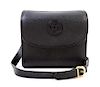 A Gucci Black Leather Camera Bag, 7" x 6" x 4"; Strap drop: 23".