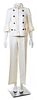 A Carolina Herrera Cream Linen Pant Suit, Jacket size small, Pant size 8.