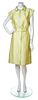 A Courreges Chartreuse Cotton Skirt Ensemble, Size B.
