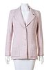 A Chanel Pink and White Tweed Jacket, Size 42.