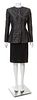 A Geoffrey Beene Black and Gold Jacket and Skirt Ensemble, Both size 8.