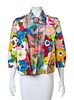 A Moschino Bright Floral Cotton Print Jacket and Blouse, Jacket size 10, Blouse no size.