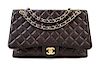A Chanel Brown Caviar Jumbo Flap Bag, 11.5" x 9.5" x 3.5"; Strap drop: 20".