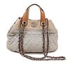 A Chanel Grey Leather Quilted Handbag, 15" x 10" x 5.5"; Handle drop: 4".