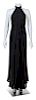 A Madame Gres Black Draped Halter Gown, No size.