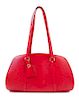 A Louis Vuitton Red Saffiano Shoulder Bag, 17.5" x 11" 7.5"; Strap drop: 12".