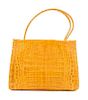 A Nancy Gonzalez Yellow Columbian Crocodile Handbag, 11" x 9" x 4.25"; Handle drop: 5.5".