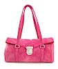 * A Prada Pink Suede Handbag, 12.5" x 7.5" x 4.5"; Strap drop: 9".