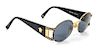 A Pair of Versace Goldtone Round Framed Sunglasses,