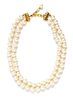 A Chanel Pearl Double Strand Necklace, 17" length.