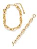 * A Givenchy Goldtone Stylized Link Necklace and Bracelet Set, Necklace: 21" length; Bracelet: 9" x .25".