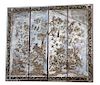 A Venetian Style Four-Panel Reverse Painted Mirrored Folding Screen Height 84 x width of largest panels 28 1/8 inches.