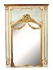 A Louis XV Style Painted and Parcel-Giltwood Boiserie Mirror Height 78 x width 54 inches.