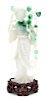 A Chinese Apple Green and White Jadeite Figure of a Lady Height 6 1/2 inches.