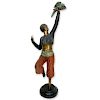 Large Art Deco style Patinated Bronze Sculpture, Dancer with Bird, Unsigned. Good condition. Measur