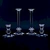 Four (4) Val St-Lambert Crystal Candlesticks. Signed. Includes two pairs, taller measures 11-1/4" H
