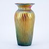 Tiffany Style Gold Favrile Art Glass Vase, 20th Century. Signed L. C. TIFFANY Favrile to base. Good