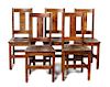 Seven American Arts & Crafts Oak Dining Chairs, Charles Limbert Height of arm chair: 39 inches