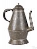 Berks County, Pennsylvania punched tin coffeepot, dated 1848