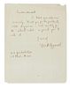 * FITZGERALD, F. Scott (1896-1940). Autograph letter signed ("F. Scott Fitzgerald"), to Miss Marshall. St. Paul, Minn., n.d. 