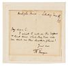 * TENNYSON, Alfred, Lord (1809-1892). Autograph letter signed ("A. Tennyson"), to "My dear C". Burlington House, 18 June 1828
