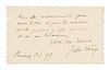 * VERNE, Jules (1828-1905). Autograph note signed ("Jules Verne"), in French. Amiens, October 1899.