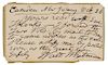 * WHITMAN, Walt (1819-1892). Autograph note on postcard signed ("Walt Whitman"), to W. J. Forbes. Camden, New Jersey, 26 Octo