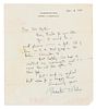 * WILDER, Thornton (1897-1975). Autograph letter signed ("Thornton Wilder"), to Miss Agoston. Hamden, Connecticut, 9 November