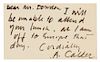 * CALDER, Alexander (1898-1976). Autograph letter signed ("A. Calder"), to Raymond Dowden. Roxbury, n.d., 1952.