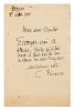 * PISSARRO, Camille (1860-1903). Autograph letter signed ("C. Pissarro"), in French, to Coutel. Dieppe, 7 September 1901.