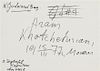 * KHACHATURIAN, Aram (1903-1978). Autograph musical quotation signed ("Aram Khachaturian"), to W. Godward, Moscow, 15 March 1