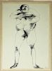 Leonard Baskin Abstract Male Nude Pen Ink Drawing