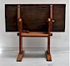 19C Country Pine Trestle Flip Top Table Chair