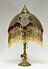 19C. Moorish Bronze Filigree Beaded Table Lamp
