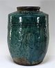 18C. Chinese Turquoise Incised Earthenware Vase