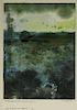 Lee Hall Modernist Abstract WC Landscape Painting