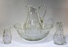 American Brilliant Glass Bowl Pitcher Commode Set