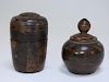 2PC SE Asian Carved Wood Treenware Lime Container