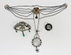 3PC European Victorian Silver Necklace Pin Group