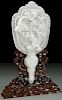 A FINE CHINESE CARVED WHITE JADE ORNAMENTAL FAN