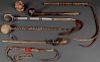 FOUR WAR CLUBS AND TWO QUIRTS, 19TH AND 20TH C.