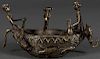 A DHOKRA BRONZE BOAT WITH FIGURES