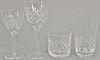 Twenty-two piece crystal lot to include five Waterford water goblets (ht. 5in.), four Waterford cognac goblets (ht. 3 in.), f