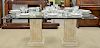 Glass top dining table with two faux painted square pedestals, bevel edge (table only). ht. 29 in., top: 44" x 72"
