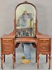 Two piece lot to include a mahogany vanity with mirror ht. 67in., wd. 49 1/2in. and a Chippendale style wing chair.  Provenan