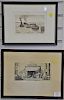 Five etchings to include (1) Charles Platt, moored sailboats; (2) Charles Platt canal boats and tugs; (3) After William Hogar
