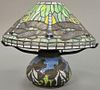 Leaded table lamp with dragonflies, late 20th century. ht. 15 in.  Provenance: From the Estate of Faith K. Tiberio of Sherbor