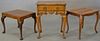 Three piece lot to include Queen Anne style lowboy (ht. 30 in., top: 15" x 25") two occasional tables tops: 20" x 26" and 18"
